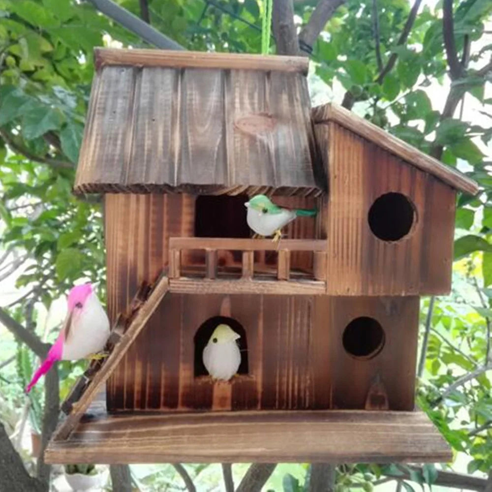 Pet Bird Squirrel Wooden Hanging Cage House