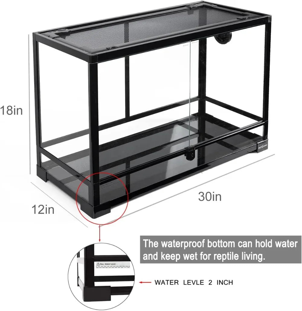 Tempered Glass Reptile Terrarium 30 Gallon