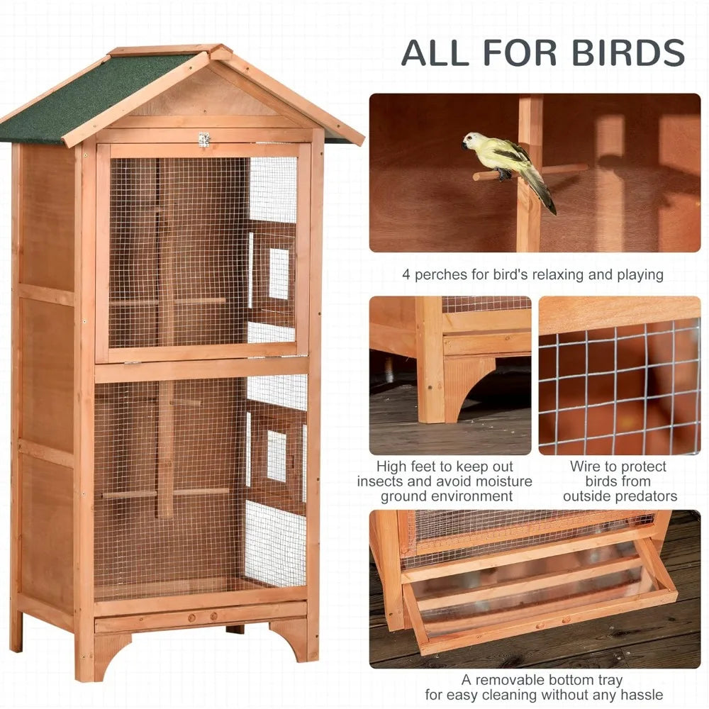 60" Wooden Outdoor Bird Cage