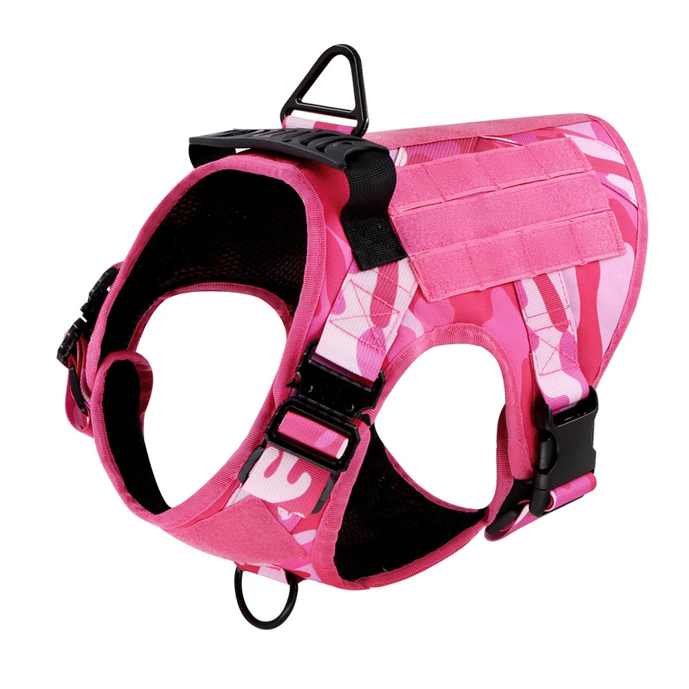 Military Pink Camouflage Dog Harness German Shepherd