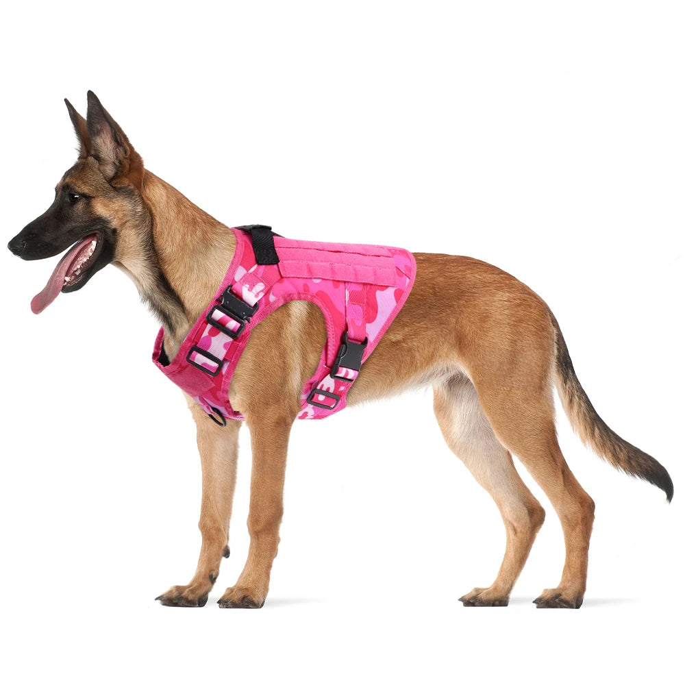 Military Pink Camouflage Dog Harness German Shepherd