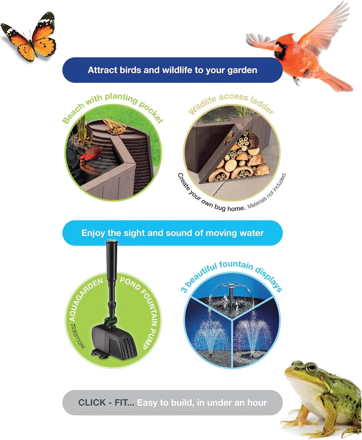 Aquagarden No Dig Nature Pool, Complete Water Feature Kit