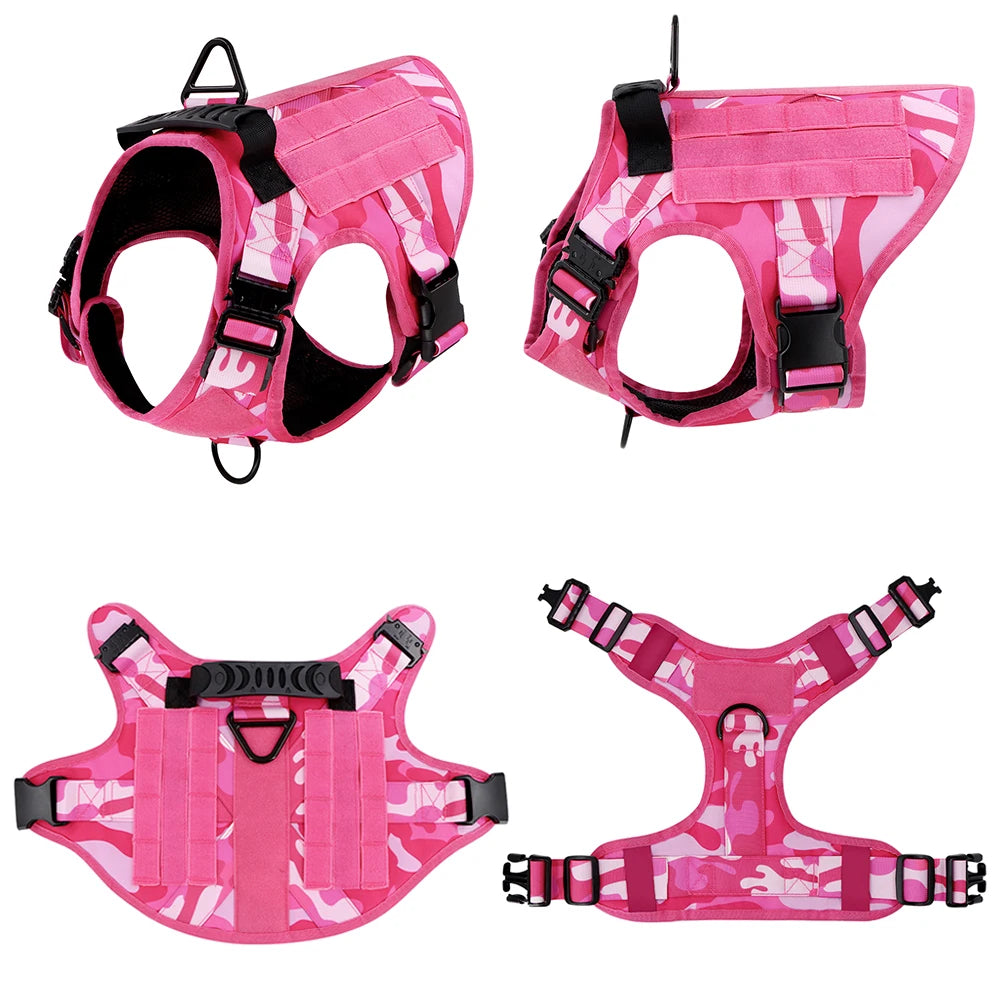 Military Pink Camouflage Dog Harness German Shepherd