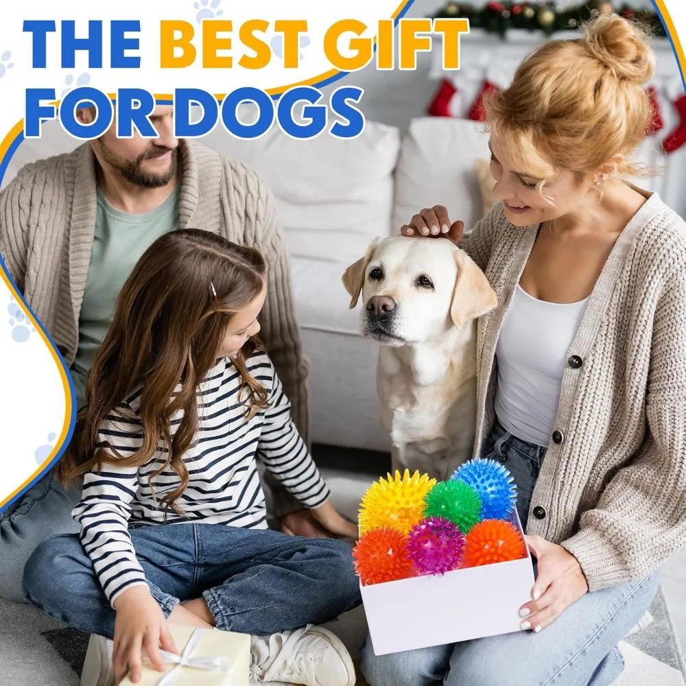 50 Pcs Squeaky Dog Toys Spikey Dog Balls Bulk for Aggressive Chewers Squeaker Ball Dog Toy Pet Spiky Fetch Toys TPR Puppy Chew T