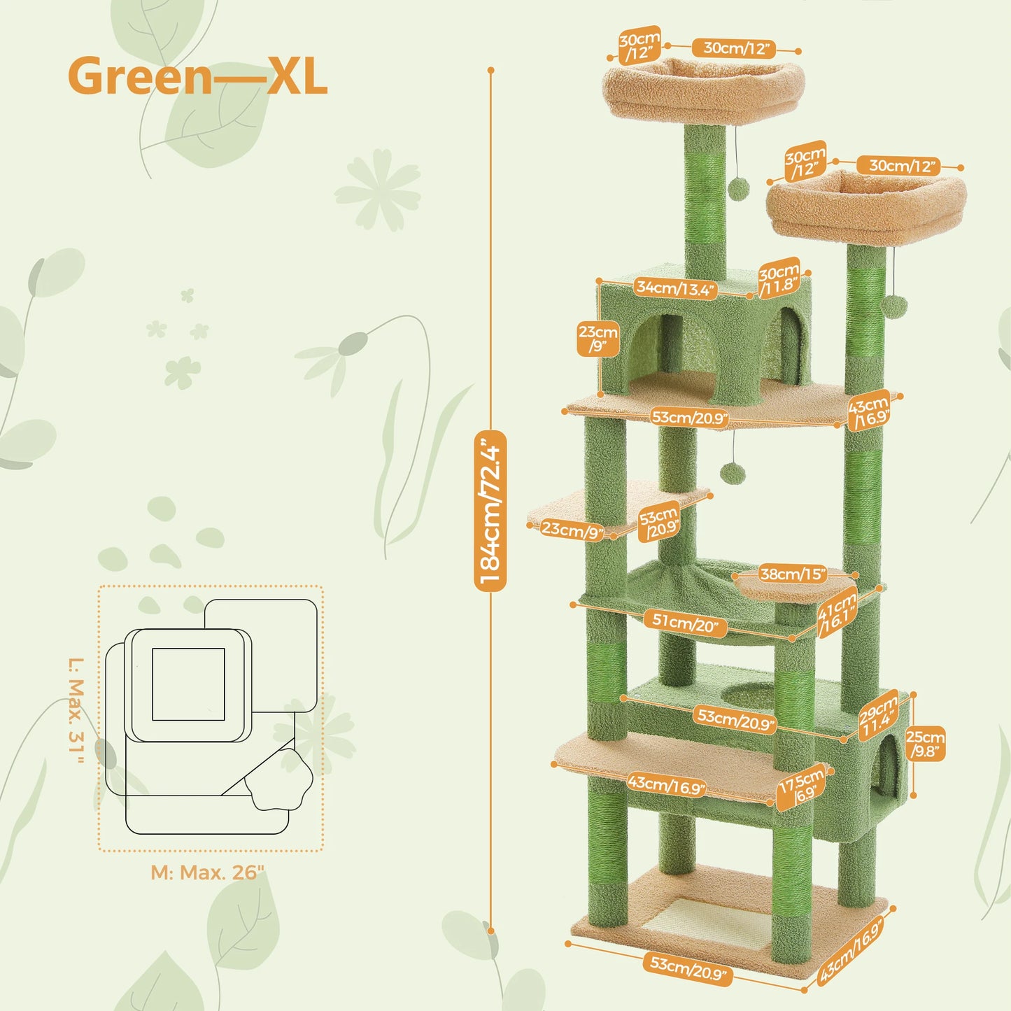 Large Cat Tree Tower for Indoor Cats