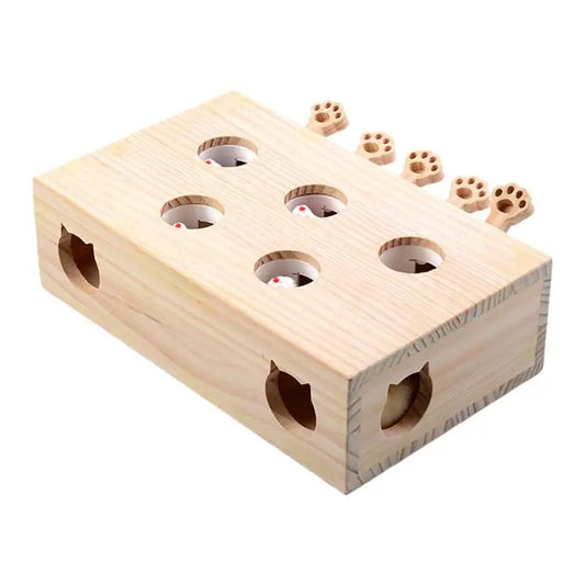Cat Toys Interactive Wooden Cat Whack Mole Box