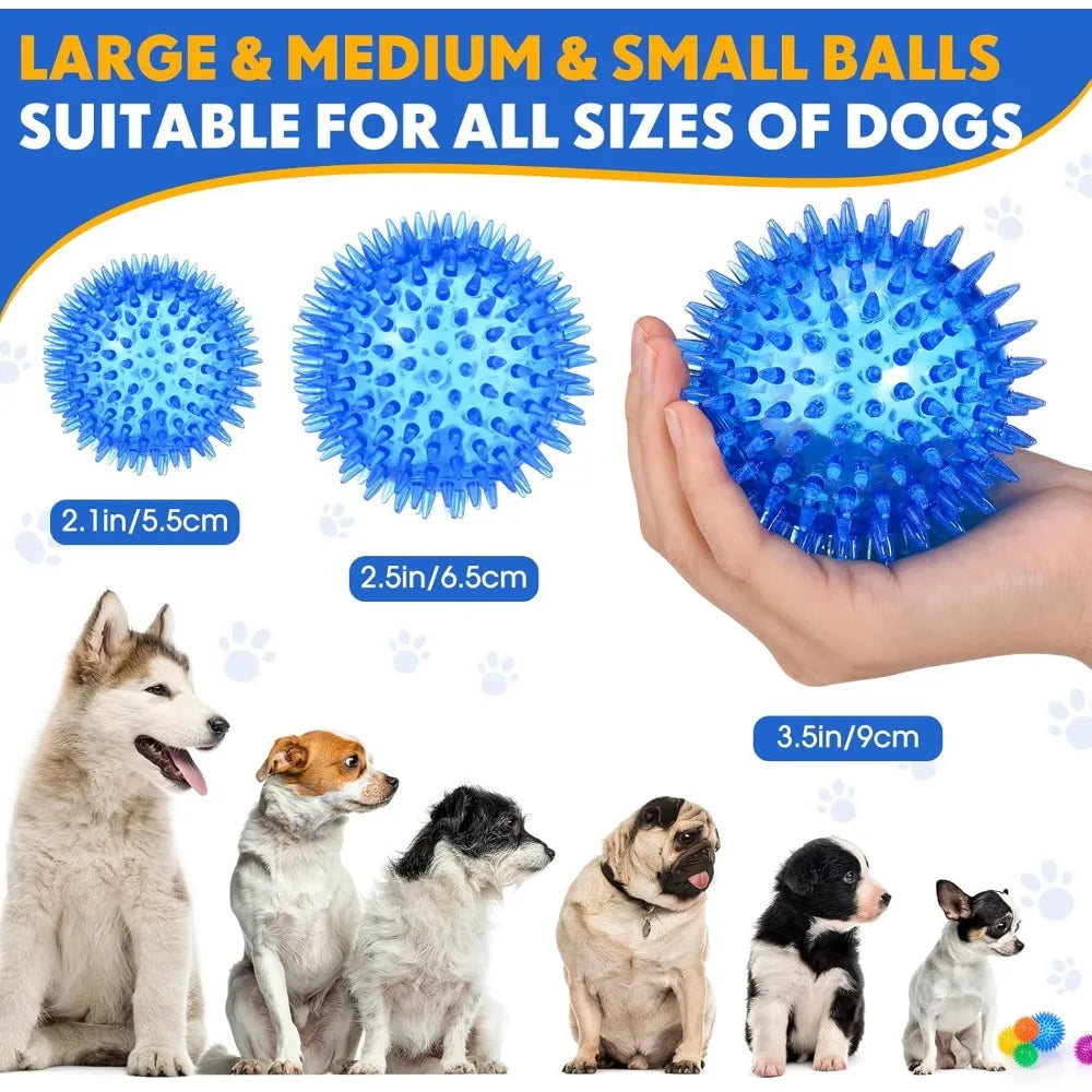 50 Pcs Squeaky Dog Toys Spikey Dog Balls Bulk for Aggressive Chewers Squeaker Ball Dog Toy Pet Spiky Fetch Toys TPR Puppy Chew T