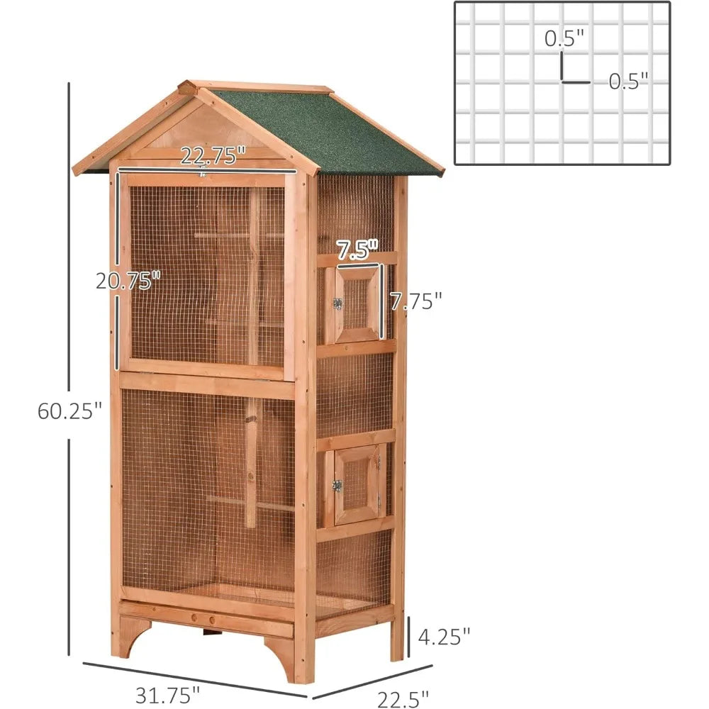 60" Wooden Outdoor Bird Cage
