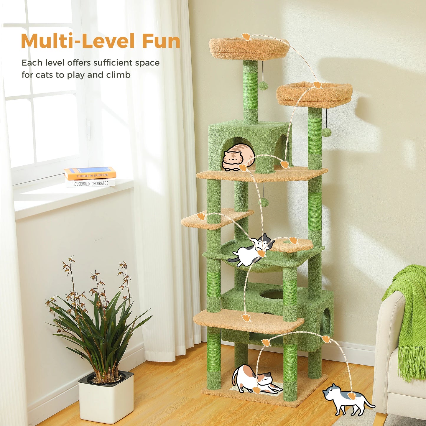 Large Cat Tree Tower for Indoor Cats