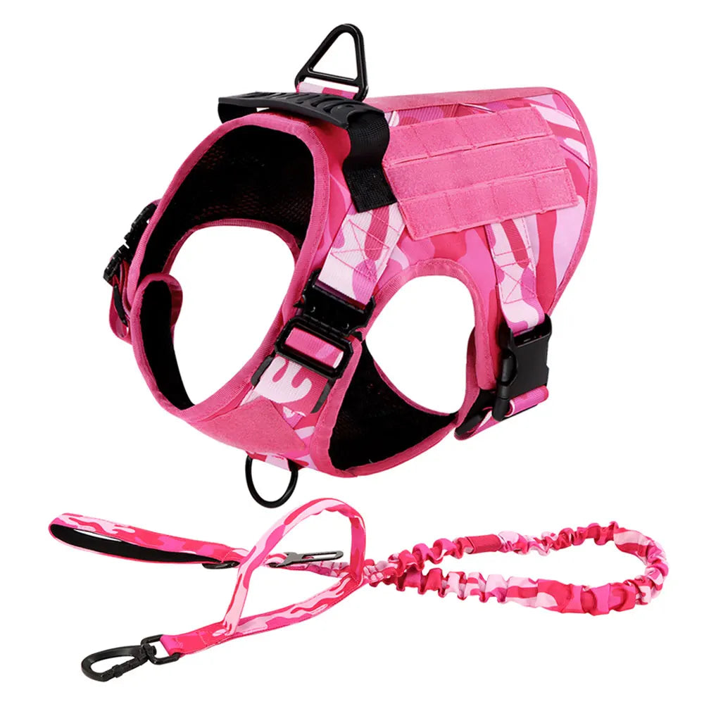 Military Pink Camouflage Dog Harness German Shepherd