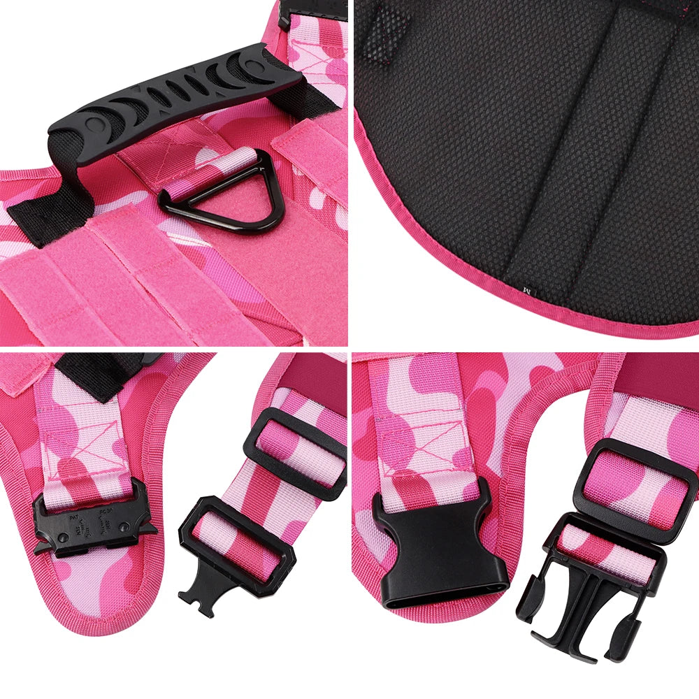 Military Pink Camouflage Dog Harness German Shepherd