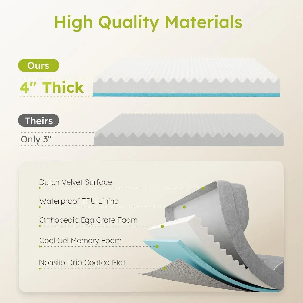 Cooling Gel Memory Foam, Waterproof XL with Removable Washable Cover
