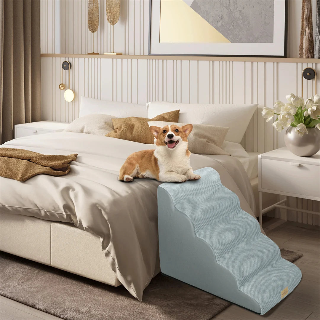 Pet Dog Stairs for High Beds and Sofa Couch High-Density Sponge Foam Dog Steps with Washable Cover for Puppies