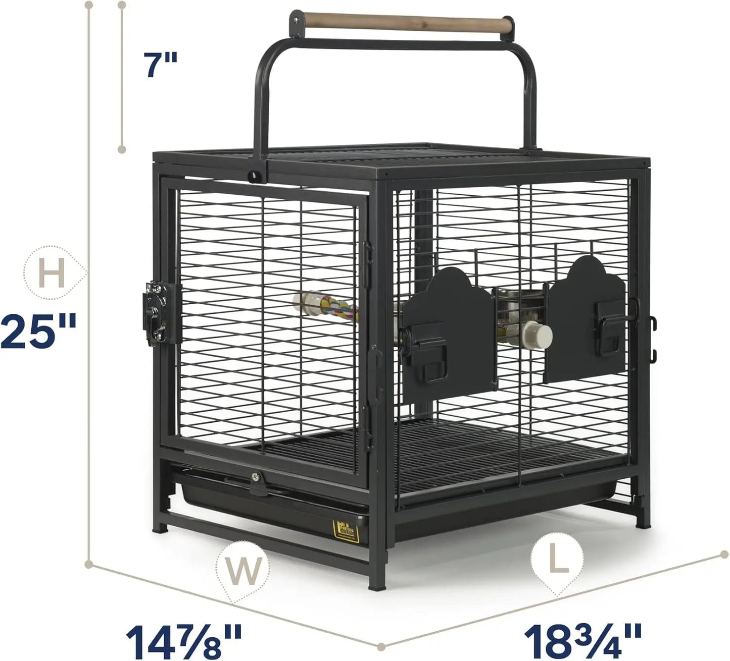 Travel Carrier for Birds, Black 18.8"L x 14.9"W x 18.0"H