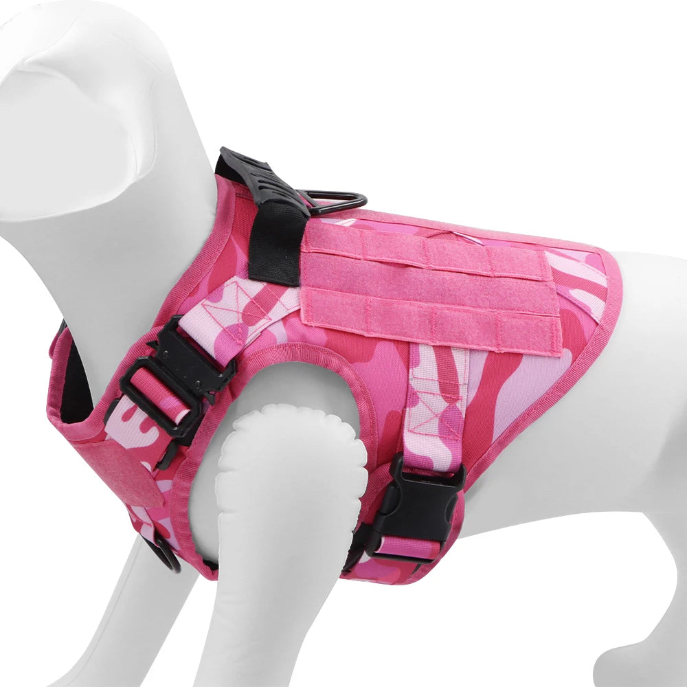 Military Pink Camouflage Dog Harness German Shepherd
